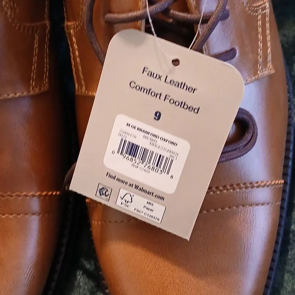 George Men's Tan Dress Shoes Faux Leather SZ 9 NWT - Picture 2 of 4